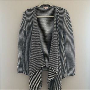 Striped Open Front Cardigan